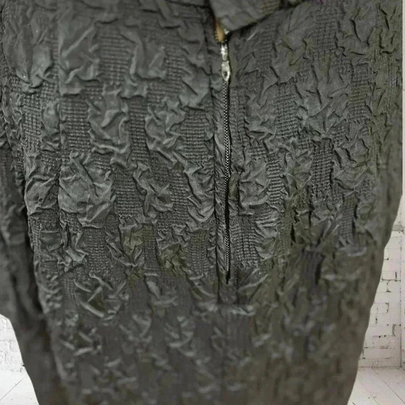 Vintage MISS COUTURE brand little black brocade cocktail 50/60s dress-L - Picture 9 of 11